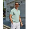 image:imageCOOFANDY Mens V Neck Short Sleeve Stretch Knit Polo ShirtIce Green