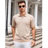 image:imageCOOFANDY Mens V Neck Short Sleeve Stretch Knit Polo ShirtKhaki