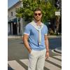 image:imageCOOFANDY Mens V Neck Short Sleeve Stretch Knit Polo ShirtLight Blue  White