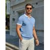 image:imageCOOFANDY Mens V Neck Short Sleeve Stretch Knit Polo ShirtLight Blue  White