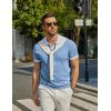 image:imageCOOFANDY Mens V Neck Short Sleeve Stretch Knit Polo ShirtLight Blue  White