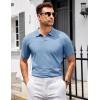 image:imageCOOFANDY Mens V Neck Short Sleeve Stretch Knit Polo ShirtLight Blue