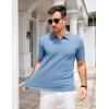 image:imageCOOFANDY Mens V Neck Short Sleeve Stretch Knit Polo ShirtLight Blue