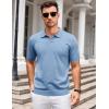 image:imageCOOFANDY Mens V Neck Short Sleeve Stretch Knit Polo ShirtLight Blue