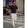 image:imageCOOFANDY Mens V Neck Short Sleeve Stretch Knit Polo ShirtNavy Blue