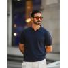 image:imageCOOFANDY Mens V Neck Short Sleeve Stretch Knit Polo ShirtNavy Blue