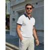 image:imageCOOFANDY Mens V Neck Short Sleeve Stretch Knit Polo ShirtWhite  Navy Blue