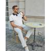 image:imageCOOFANDY Mens V Neck Short Sleeve Stretch Knit Polo ShirtWhite  Navy Blue