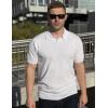 image:imageCOOFANDY Mens V Neck Short Sleeve Stretch Knit Polo ShirtWhite