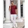 image:imageCOOFANDY Mens V Neck Short Sleeve Stretch Knit Polo ShirtWine Red