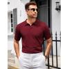 image:imageCOOFANDY Mens V Neck Short Sleeve Stretch Knit Polo ShirtWine Red