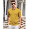 image:imageCOOFANDY Mens V Neck Short Sleeve Stretch Knit Polo ShirtYellow