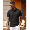 image:imageCOOFANDY Polo Shirts for Men Short Sleeve Shirts Casual Stylish Collared Summer Textured Knit Shirts01 Black