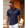 image:imageCOOFANDY Polo Shirts for Men Short Sleeve Shirts Casual Stylish Collared Summer Textured Knit Shirts01 Navy Blue