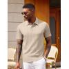 image:imageCOOFANDY Polo Shirts for Men Short Sleeve Shirts Casual Stylish Collared Summer Textured Knit Shirts02 Beige