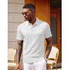 image:imageCOOFANDY Polo Shirts for Men Short Sleeve Shirts Casual Stylish Collared Summer Textured Knit Shirts02 White