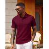 image:imageCOOFANDY Polo Shirts for Men Short Sleeve Shirts Casual Stylish Collared Summer Textured Knit ShirtsDark Red