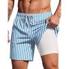 image:imageCOOFANDY 2 in 1 Mens Swim Trunks 7 Inch Quick Dry Board Shorts Beach Swim Shorts Bathing Suit with Compression LinerBlue Stripe