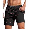image:imageCOOFANDY 2 in 1 Mens Swim Trunks 7 Inch Quick Dry Board Shorts Beach Swim Shorts Bathing Suit with Compression LinerPinkshark Black