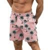 image:imageCOOFANDY Men Swim Trunk with Compression Liner 2 in 1 Swimwear Bathing Suit Quick Dry Board ShortP Pink Coconut Tree