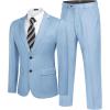image:imageCOOFANDY Mens 2 Piece Suits Classic Fit 2 Button Dress Suits Tuxedo Jacket Blazer for Wedding Business Dinner PromLight Blue