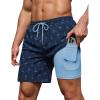 image:imageCOOFANDY Mens 7 Swim Trunks with Compression Liner Stretch Swimming Shorts with Zipper PocketsNavy  Palm Tree