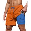 image:imageCOOFANDY Mens 7 Swim Trunks with Compression Liner Stretch Swimming Shorts with Zipper PocketsOrange