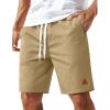 image:imageCOOFANDY Mens 9 Casual Shorts with Zipper Pocket Elastic Waist Drawstring Chinos Short Summer Lightweight Cotton ShortsDark Khaki