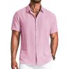 image:imageCOOFANDY Mens Button Down Shirts Short Sleeve Casual Shirt Summer Beach Textured ShirtsPink