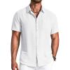 image:imageCOOFANDY Mens Button Down Shirts Short Sleeve Casual Shirt Summer Beach Textured ShirtsWhite