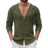 image:imageCOOFANDY Mens Casual Button Down Shirt Summer Beach Shirts Lightweight Hoodie Sun Protection Coverup for Travel VacationArmy Green