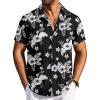 image:imageCOOFANDY Mens Casual Button Down Shirts Short Sleeve Textured Summer Beach ShirtsBlackwhite Flower