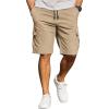 image:imageCOOFANDY Mens Casual Cargo Shorts 10 Drawstring Elastic Waist Shorts Summer Cotton Chino Work Shorts with 6 PocketsKhaki