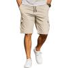 image:imageCOOFANDY Mens Casual Cargo Shorts 10 Drawstring Elastic Waist Shorts Summer Cotton Chino Work Shorts with 6 PocketsLight Khaki