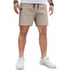 image:imageCOOFANDY Mens Casual Cotton Shorts Summer Beach 5 Inch Shorts Lightweight Drawstring Elastic Waist Chino Golf ShortsKhaki