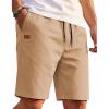 image:imageCOOFANDY Mens Casual Shorts Cotton Drawstring Elastic Waist Lightweight Summer Beach Shorts with PocketsKhaki