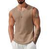 image:imageCOOFANDY Mens Casual Tank Tops 2 Pack Waffle Knit Sleeveless Shirt Breathable Tank Shirts Summer Muscle TeeKhaki