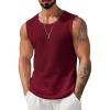 image:imageCOOFANDY Mens Casual Tank Tops 2 Pack Waffle Knit Sleeveless Shirt Breathable Tank Shirts Summer Muscle TeeWine Red