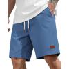 image:imageCOOFANDY Mens Cotton Chino Shorts 9 Inch Casual Shorts Elastic Waist Drawstring Summer Beach Shorts with PocketsBlue