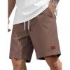 image:imageCOOFANDY Mens Cotton Chino Shorts 9 Inch Casual Shorts Elastic Waist Drawstring Summer Beach Shorts with PocketsBrown