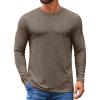 image:imageCOOFANDY Mens Crew Neck TShirt Long Sleeve Casual Pullover Tees Soft Stretch Basic Tee ShirtsBrown