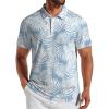 image:imageCOOFANDY Mens Golf Polo Shirts Short Sleeve Quick Dry Performance Moisture Wicking Golf Shirts Casual Print Collared ShirtBlue White Leaf
