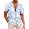 image:imageCOOFANDY Mens Hawaiian Shirt Short Sleeve Buttoon Down Shirts Casual Tropical Floral Summer Linen ShirtsLight Blue Tropical