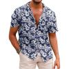 image:imageCOOFANDY Mens Hawaiian Shirt Short Sleeve Buttoon Down Shirts Casual Tropical Floral Summer Linen ShirtsNavy Floral