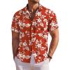 image:imageCOOFANDY Mens Hawaiian Shirt Short Sleeve Floral Button Down Shirts Tropical Holiday Beach ShirtsRed  Flower