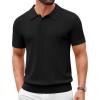 image:imageCOOFANDY Mens Knit Polo Shirts Short Sleeve Slim Fit Textured Golf Polo Shirt Casual Summer Vacation TShirtsAll Black