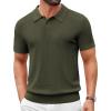 image:imageCOOFANDY Mens Knit Polo Shirts Short Sleeve Slim Fit Textured Golf Polo Shirt Casual Summer Vacation TShirtsArmy Green