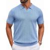 image:imageCOOFANDY Mens Knit Polo Shirts V Neck Short Sleeve Ribbed Textured Polo Shirt Stretch Casual Golf Shirts Collared T Shirt01light Blue