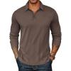 image:imageCOOFANDY Mens Long Sleeve Polo Shirts Classic Casual Button Polo Tee Lightweight Collared Golf ShirtBrown