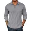 image:imageCOOFANDY Mens Long Sleeve Polo Shirts Classic Casual Button Polo Tee Lightweight Collared Golf ShirtGrey